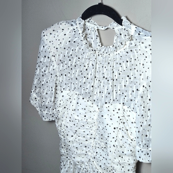 Rebecca Taylor Scattered Stars Silk Wrap Quiet Luxury Top, Size 6 - Picture 5 of 6